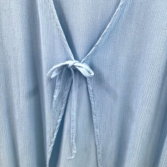 Handmade Lagenlook Mock Twinset Women's 5X Top Light Blue Sharkbite Hem Boho - Picture 5 of 14